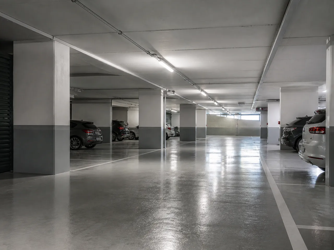 Lavaggio garage e parcheggio con idropulitrice